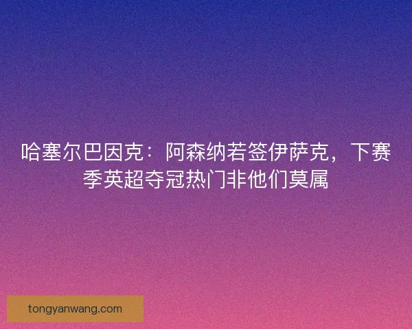 哈塞尔巴因克：阿森纳若签伊萨克，下赛季英超夺冠热门非他们莫属