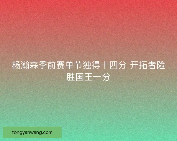杨瀚森季前赛单节独得十四分 开拓者险胜国王一分